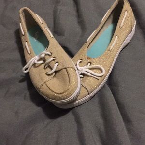 Keds sport tan and gold shoes